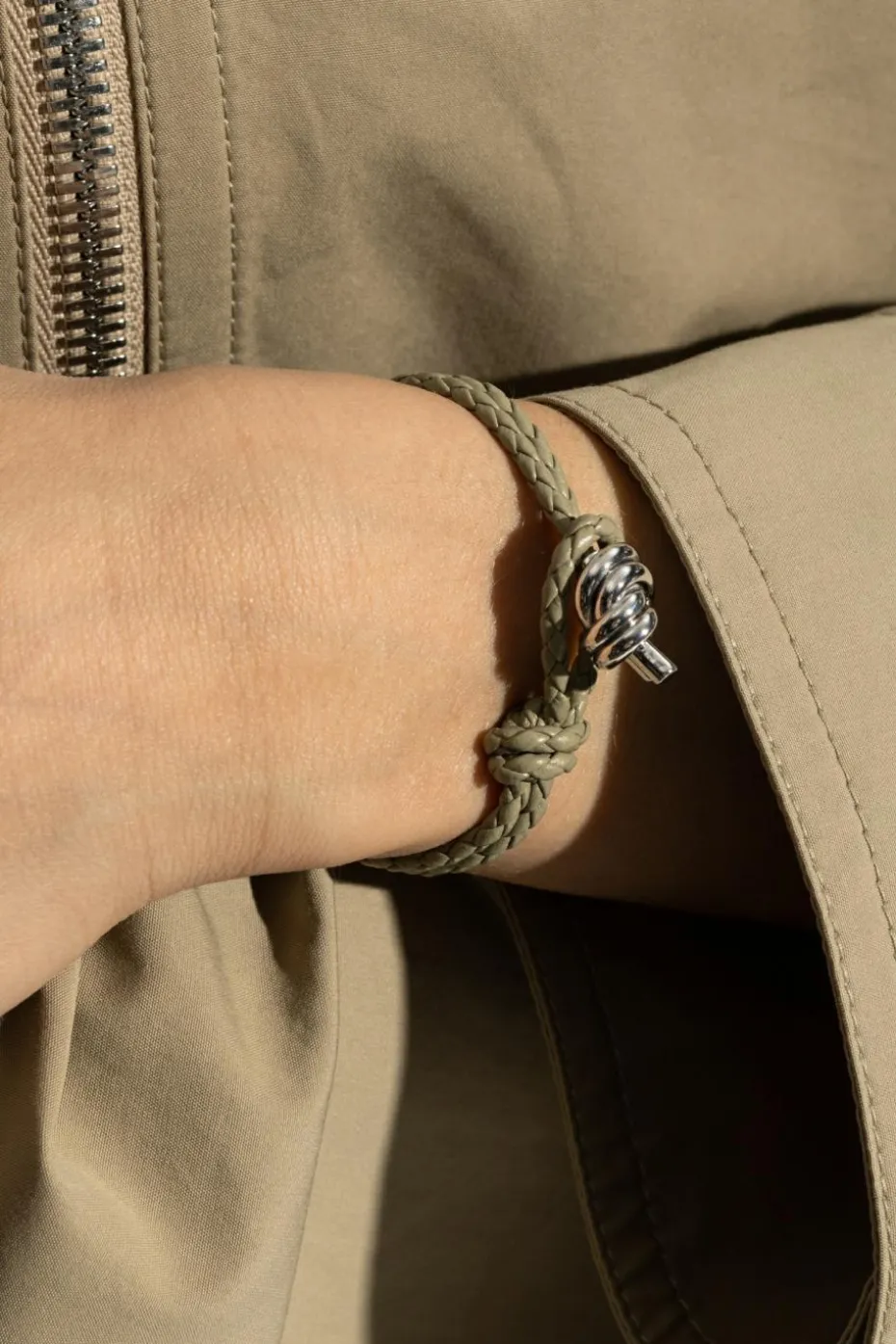 Bottega Veneta ZIELONY Skórzana bransoleta