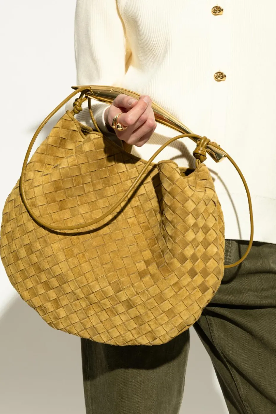 Bottega Veneta ZIELONY Torba do ręki `Sardine Large`
