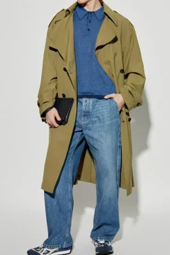 Bottega Veneta ZIELONY Wełniany trencz