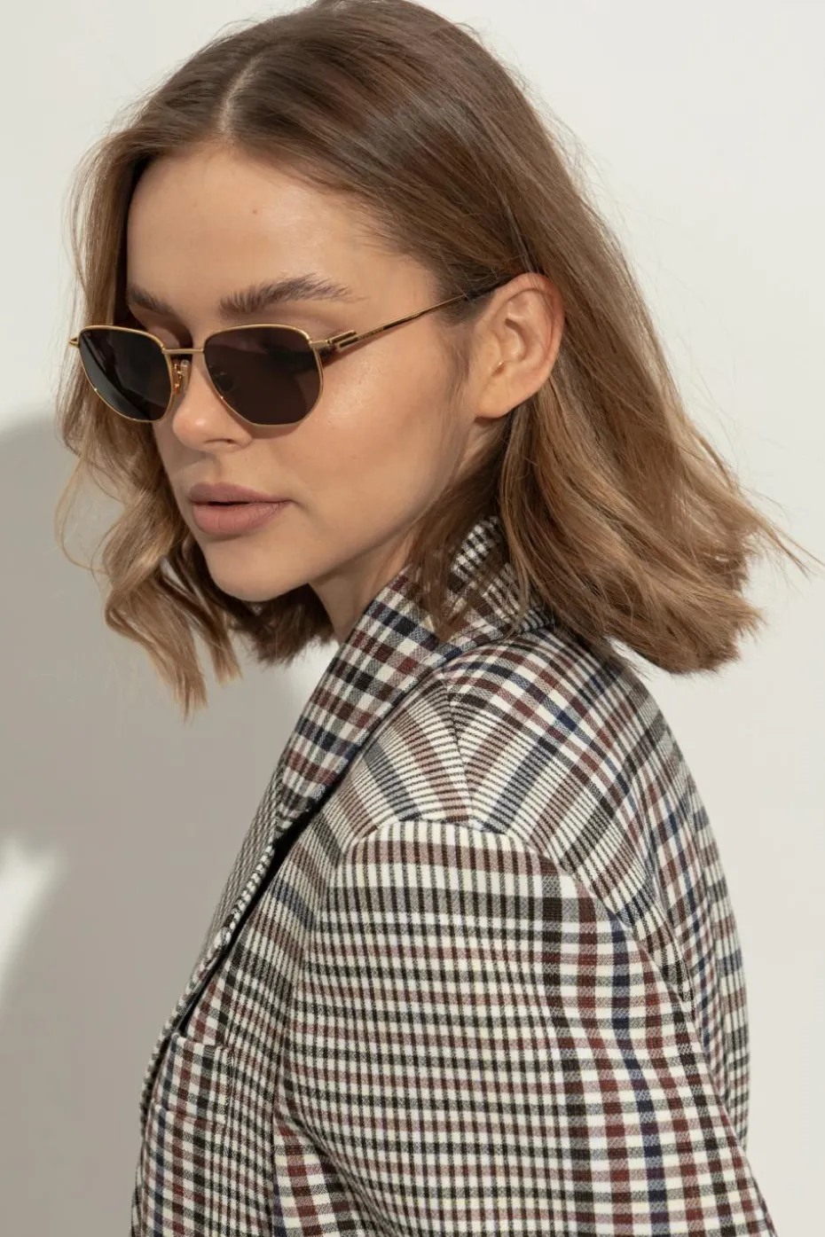 Bottega Veneta ZŁOTY Okulary przeciwsłoneczne
