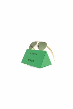 Bottega Veneta ZŁOTY Okulary przeciwsłoneczne