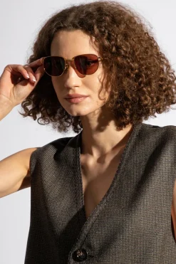 Bottega Veneta ZŁOTY Okulary przeciwsłoneczne