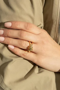 Bottega Veneta ZŁOTY Pierścień z plecionką