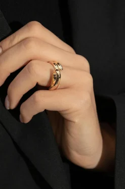 Bottega Veneta ZŁOTY Pierścień pokryty 18karatowym złotem