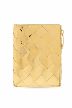 Bottega Veneta ZŁOTY Skórzany portfel
