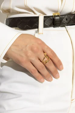 Bottega Veneta ZŁOTY Srebrny pierścień