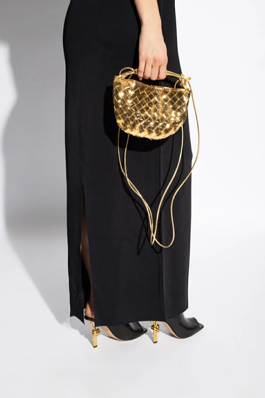 Bottega Veneta ZŁOTY Torba na ramię ‘Sardine Mini’