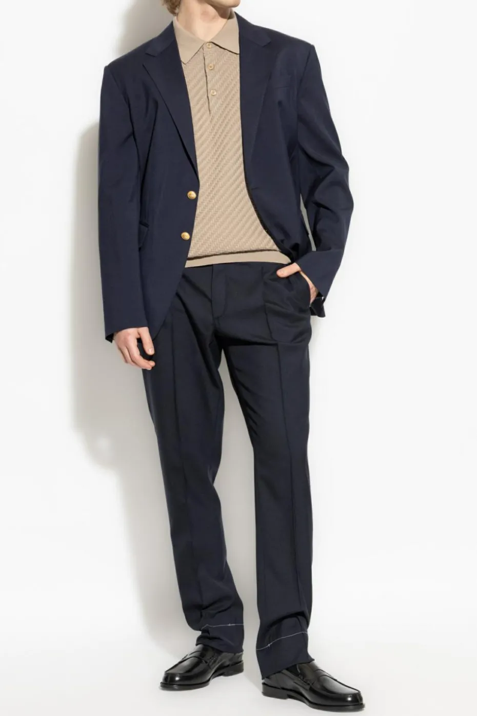 Brioni beżowy Polo z logo