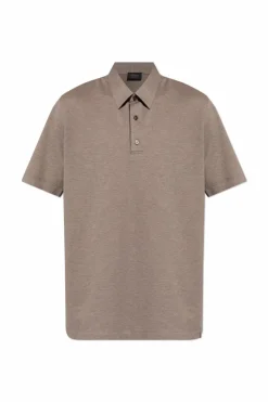 Brioni BRĄZOWY Bawełniane polo