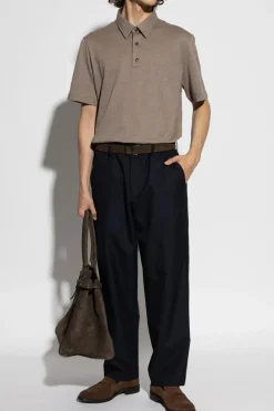 Brioni BRĄZOWY Bawełniane polo