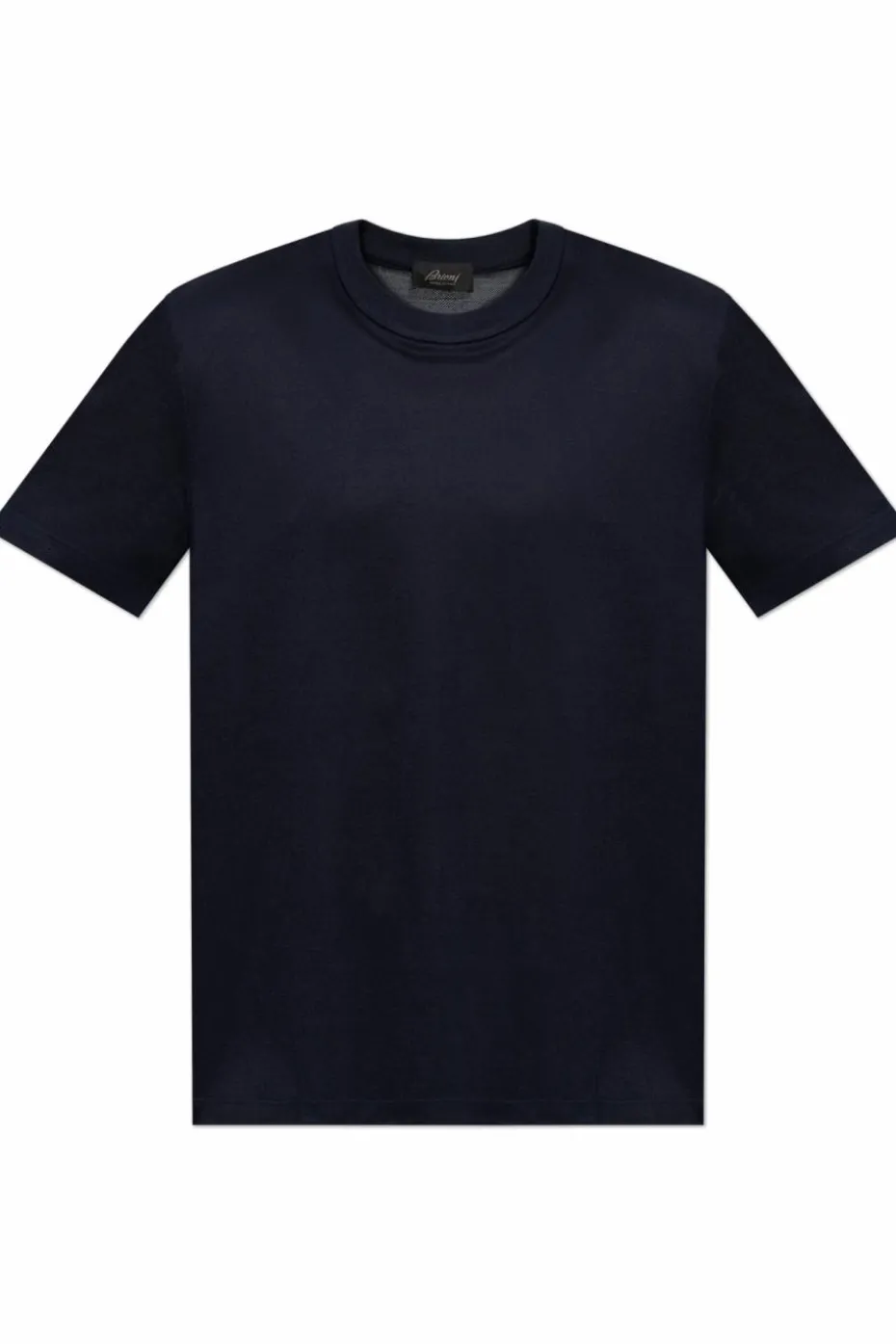 Brioni GRANATOWY Jedwabny t-shirt z okrągłym dekoltem