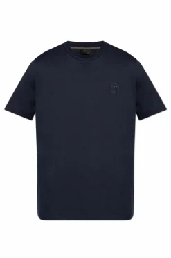 Brioni GRANATOWY T-shirt z wyszytym logo