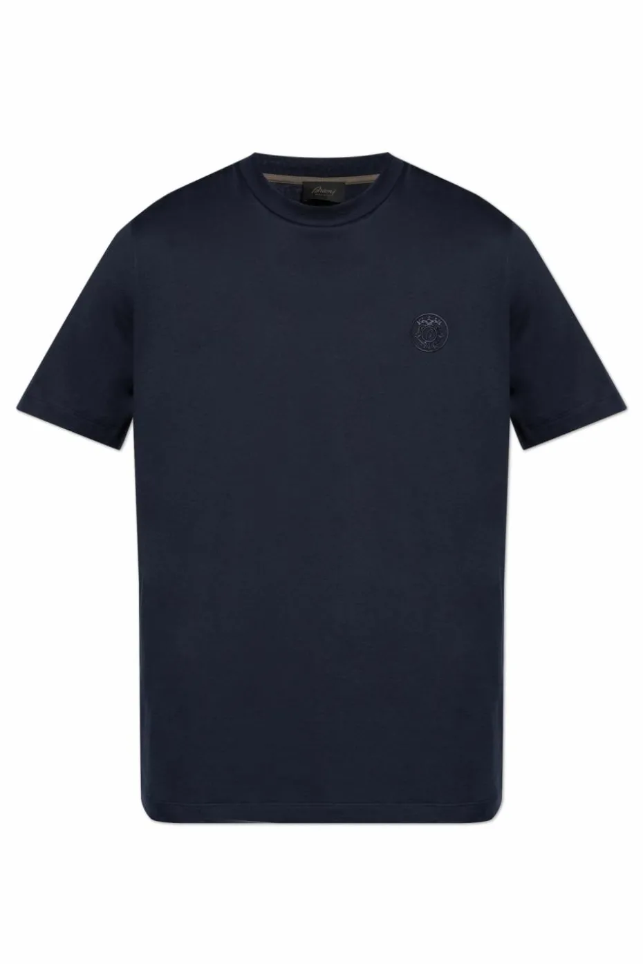 Brioni GRANATOWY T-shirt z wyszytym logo