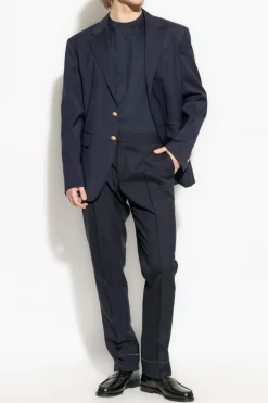Brioni GRANATOWY T-shirt z naszywką