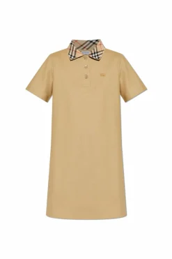 Burberry beżowy Bawełniana sukienka z kołnierzem