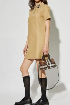 Burberry beżowy Bawełniana sukienka z kołnierzem