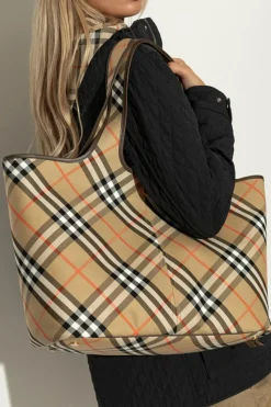 Burberry beżowy Bawełniana torba typu `tote`