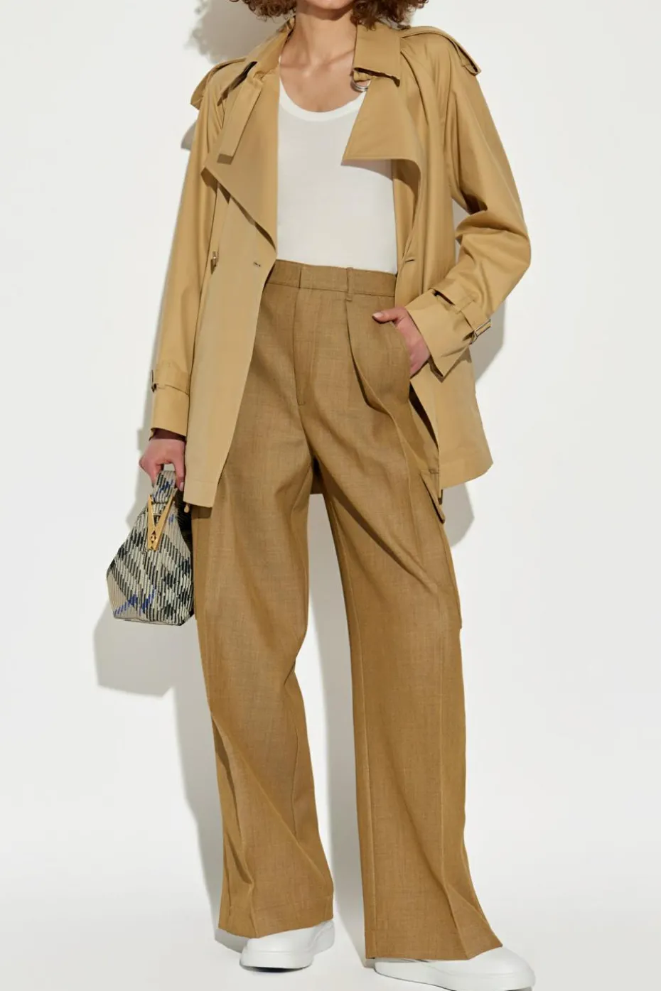 Burberry beżowy Bawełniany trencz