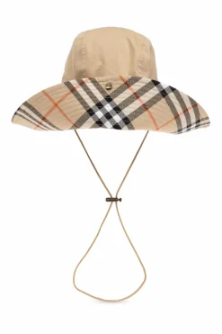 Burberry beżowy Bawełniany kapelusz z trokami