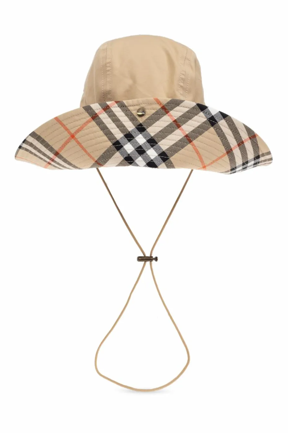 Burberry beżowy Bawełniany kapelusz z trokami