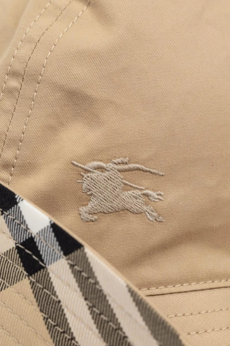 Burberry beżowy Bawełniany kapelusz z trokami