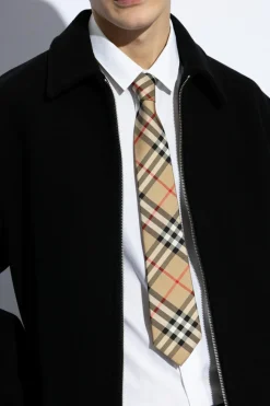 Burberry beżowy Jedwabny krawat