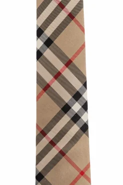 Burberry beżowy Jedwabny krawat