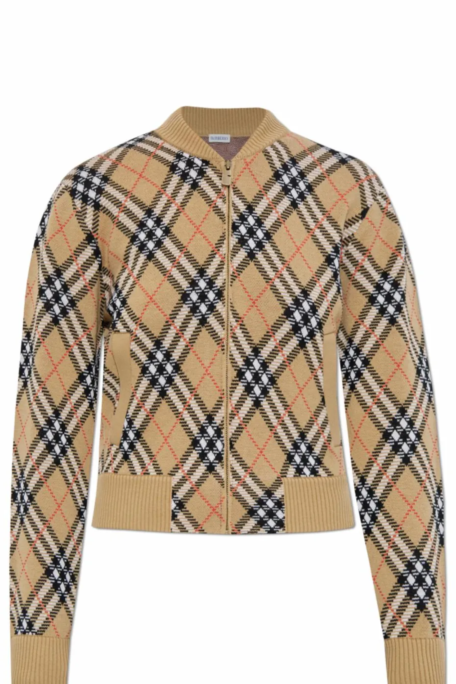 Burberry beżowy Kardigan ze wzorem w kratę