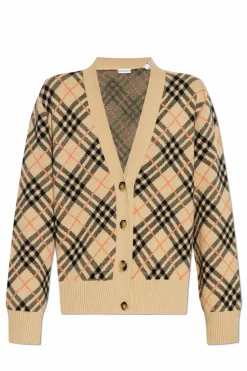 Burberry beżowy Kardigan ze wzorem w kratę