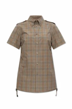 Burberry beżowy Koszula z wzorem w kratę