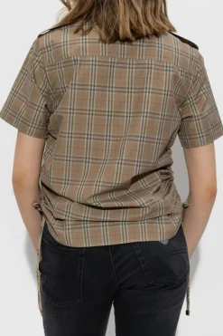Burberry beżowy Koszula z wzorem w kratę