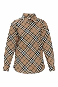 Burberry beżowy Koszula ze wzorem w kratę