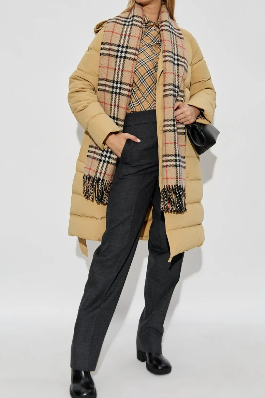 Burberry beżowy Koszula ze wzorem w kratę