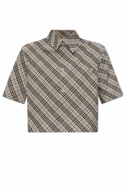 Burberry beżowy Krótka koszula w kratę