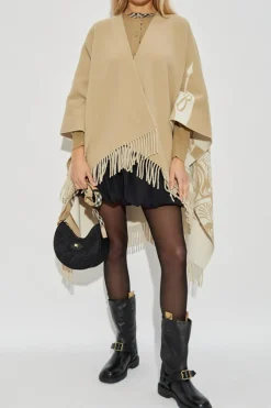Burberry beżowy Ponczo z frędzlami