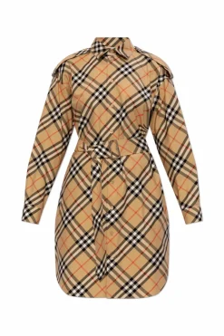 Burberry beżowy Sukienka ze wzorem w kratę