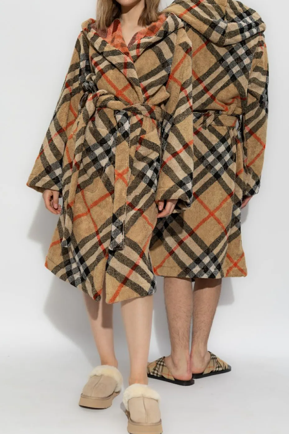 Burberry beżowy Szlafrok ze wzorem w kratę