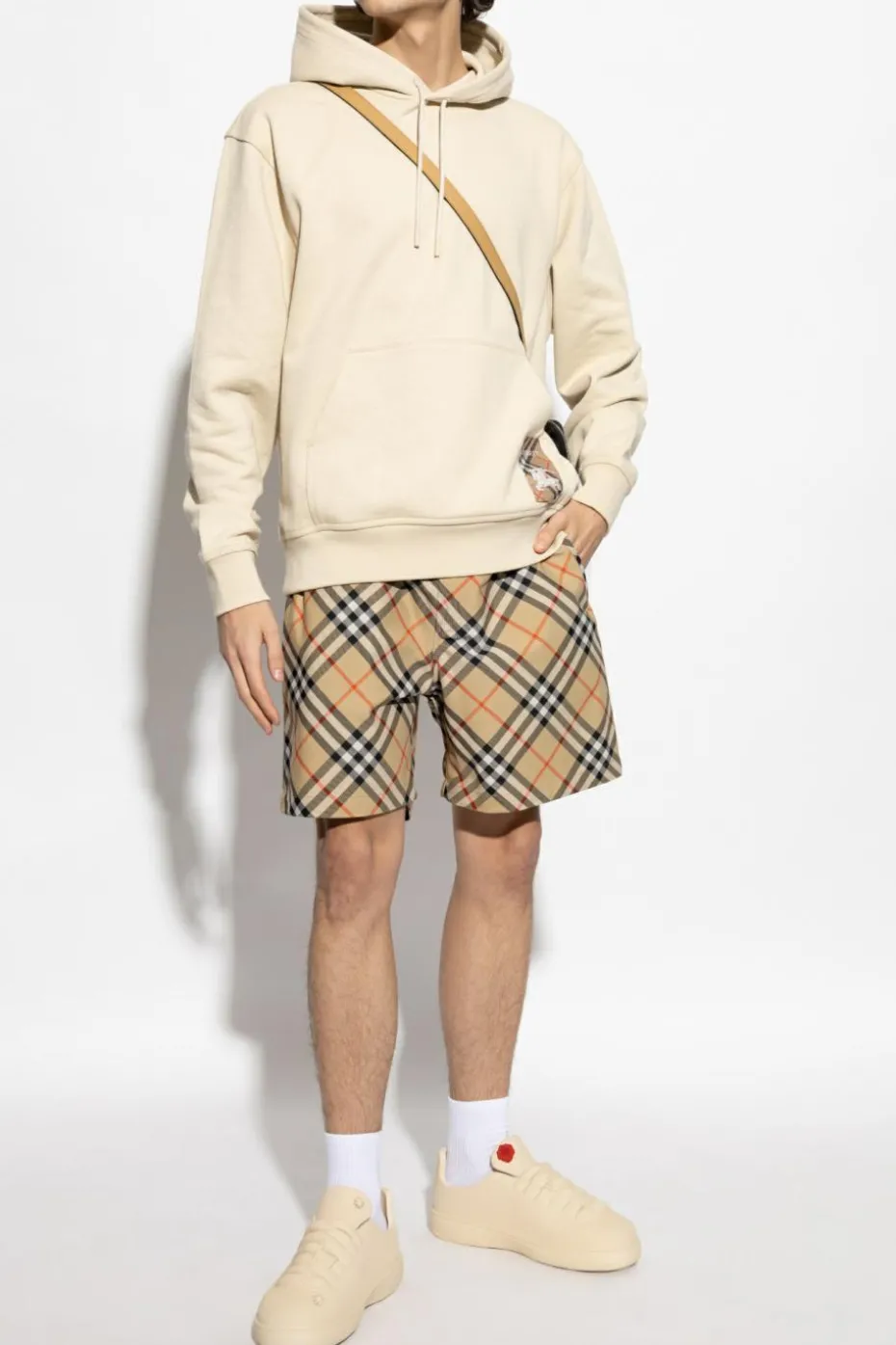 Burberry beżowy Szorty z wzorem w kratę