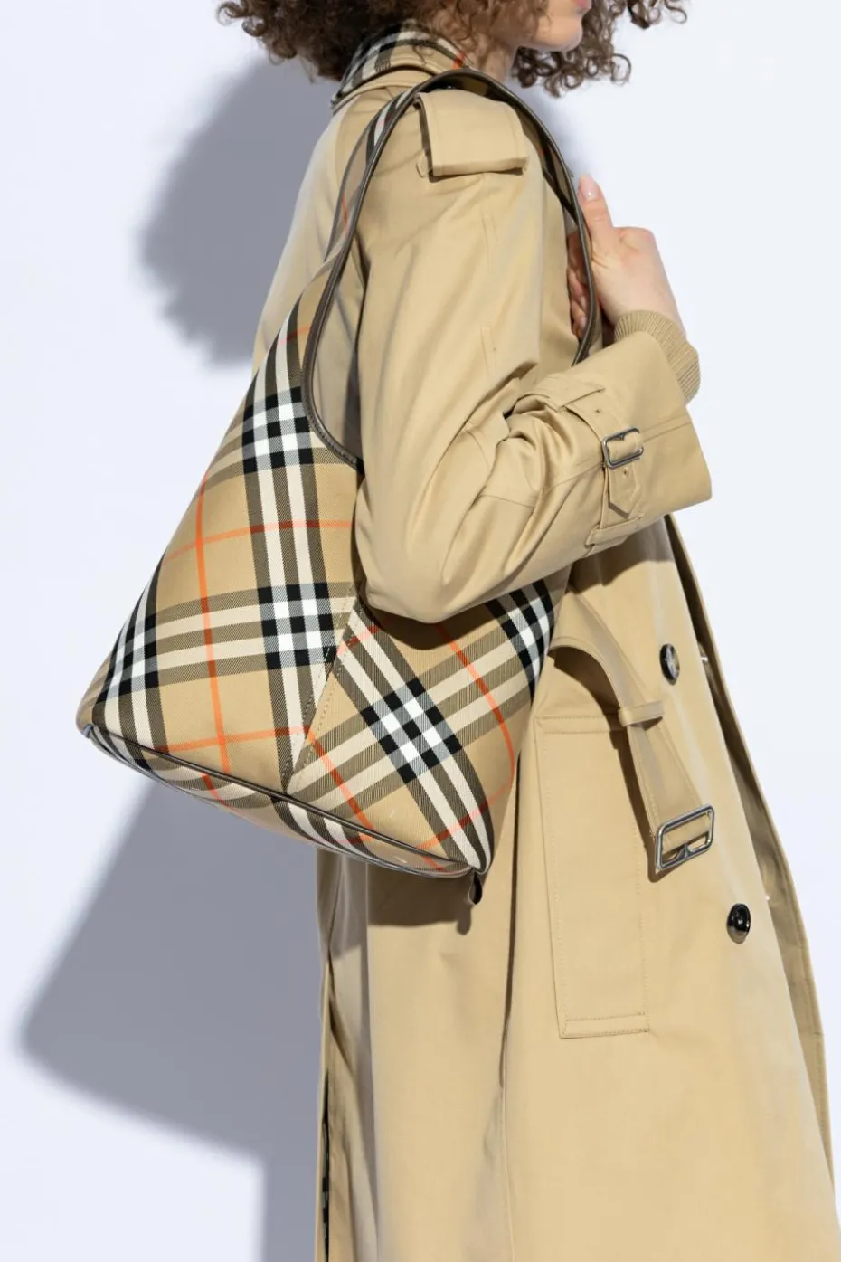 Burberry beżowy Torba na ramię z wzorem w kratę