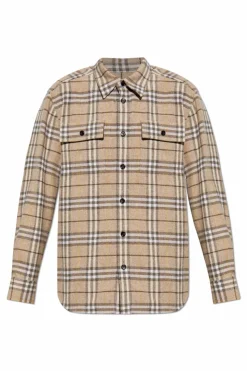Burberry beżowy Wełniana koszula ze wzorem w kratę