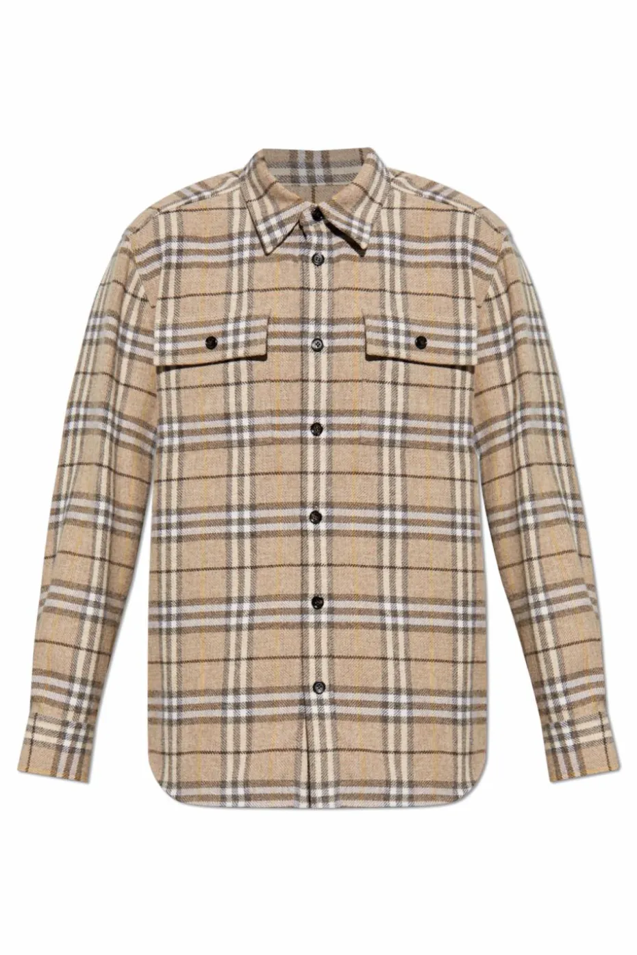 Burberry beżowy Wełniana koszula ze wzorem w kratę