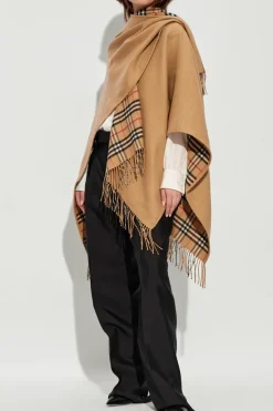 Burberry beżowy Wełniane ponczo