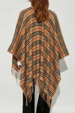 Burberry beżowy Wełniane ponczo