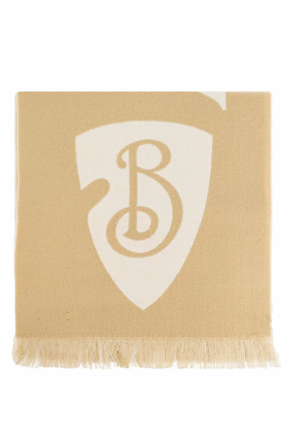 Burberry beżowy Wełniany szal z logo