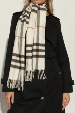 Burberry BIAŁY Kaszmirowy szal