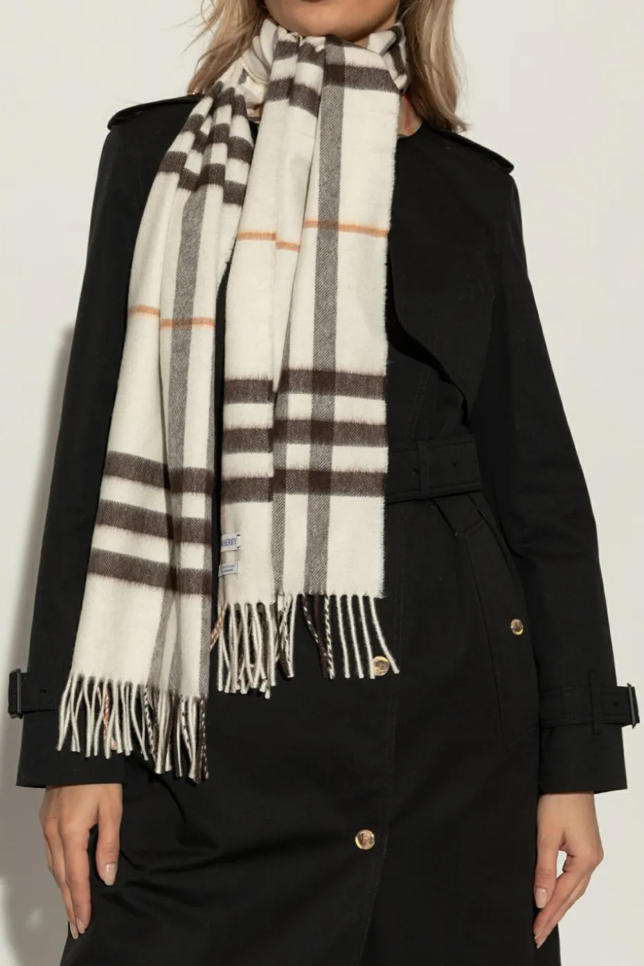Burberry BIAŁY Kaszmirowy szal
