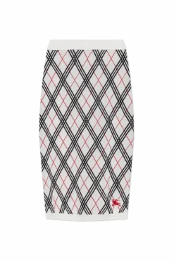 Burberry BIAŁY Spódnica ze wzorem w kratę