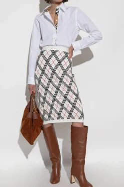 Burberry BIAŁY Spódnica ze wzorem w kratę