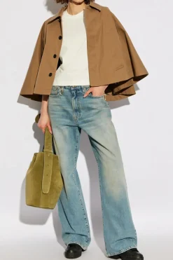 Burberry BIAŁY T-shirt po bokach ściagany trokami