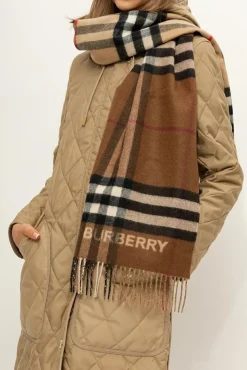 Burberry BRĄZOWY Kaszmirowy szal
